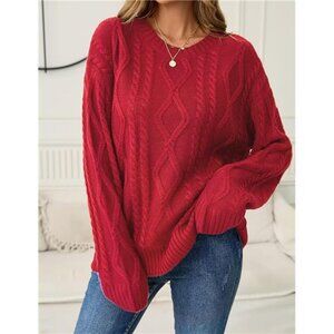 Womens Cute Sweater Winter 2025 Trendy Outfits Crew Neck Long Sleeve Oversized